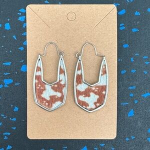 Brown and White Patterned Earrings